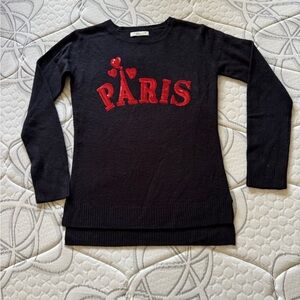 Pinc Premium Black Sweater with Red Paris Design